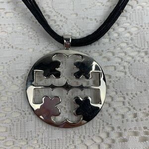 Silver Pendant statement necklace Adjustable Black and  silver
